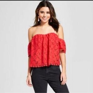 Xhilaration Red Lace Strapless Top size XL